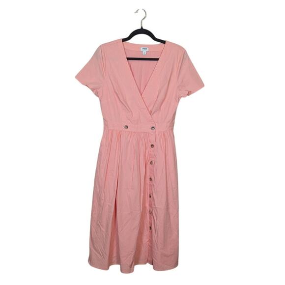 J. Crew Factory Women Light Coral Peach Cotton Button Front Midi Wrap Dress Sz 6 - Picture 1 of 9